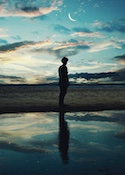 Tableau Inspiration 00034 - Silhouette of man standing near body of water