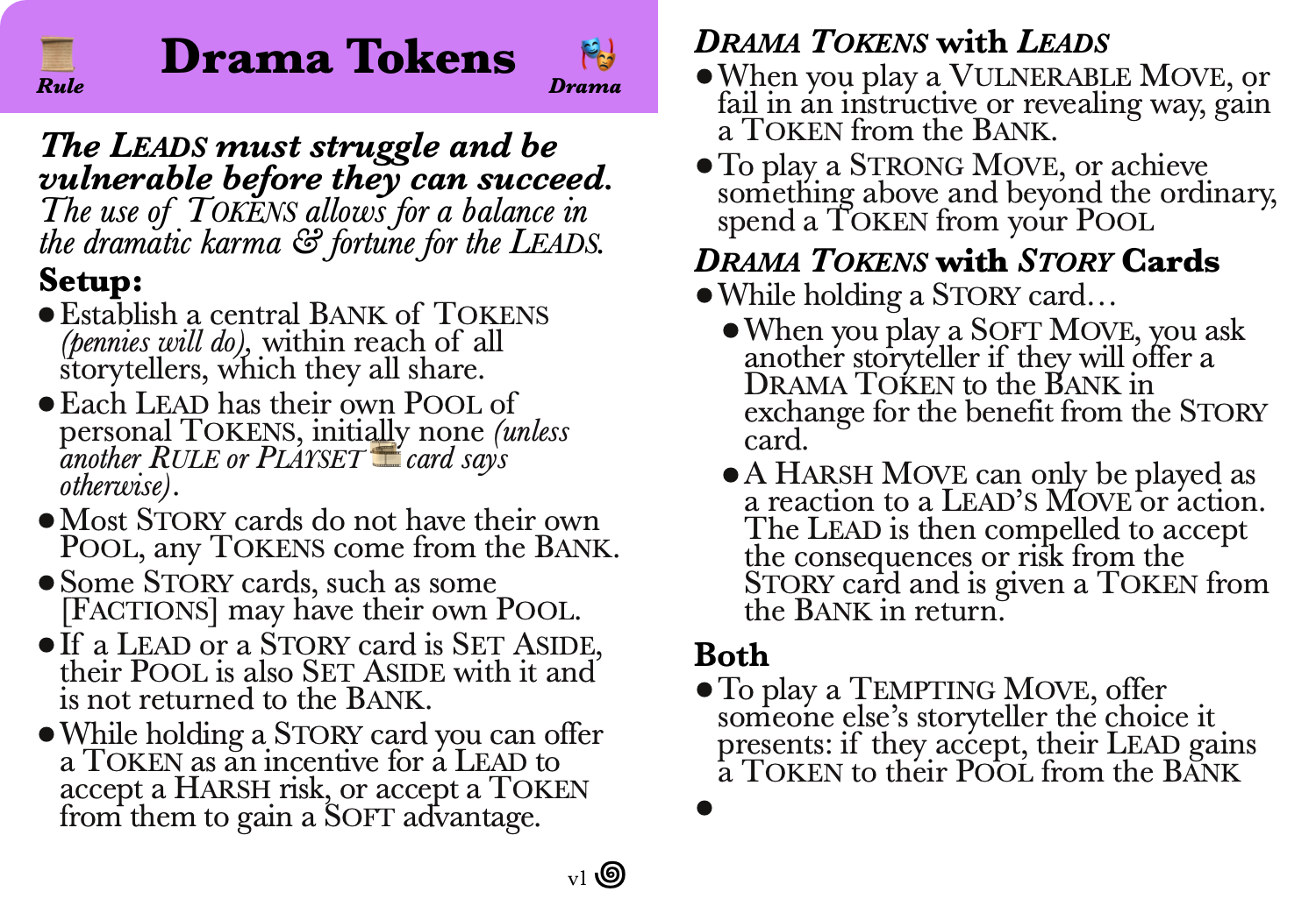 Rule 📜 card: Drama Tokens 🎭 (from the Twilight Road 🛣 Playset)