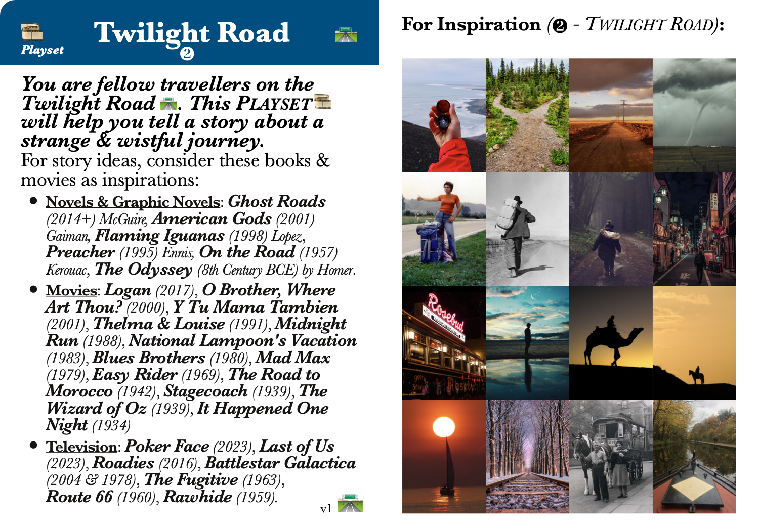 Tableau Twilight Road 🛣 Playset 🎞 - Inspiration Card